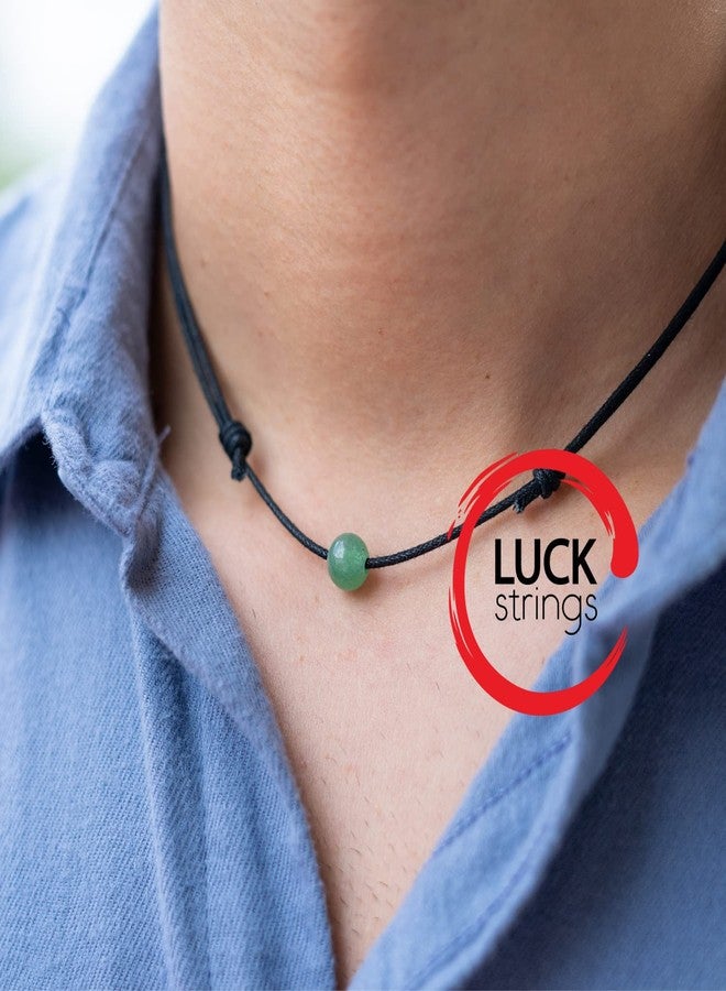 Luck Strings قلادة "لوك سترينغز" المزينة بالخرز للرجال والنساء - قلادة بسيطة، أنيقة، خفيفة الوزن وقابلة للتعديل (أفينتورين أخضر) - Image 4